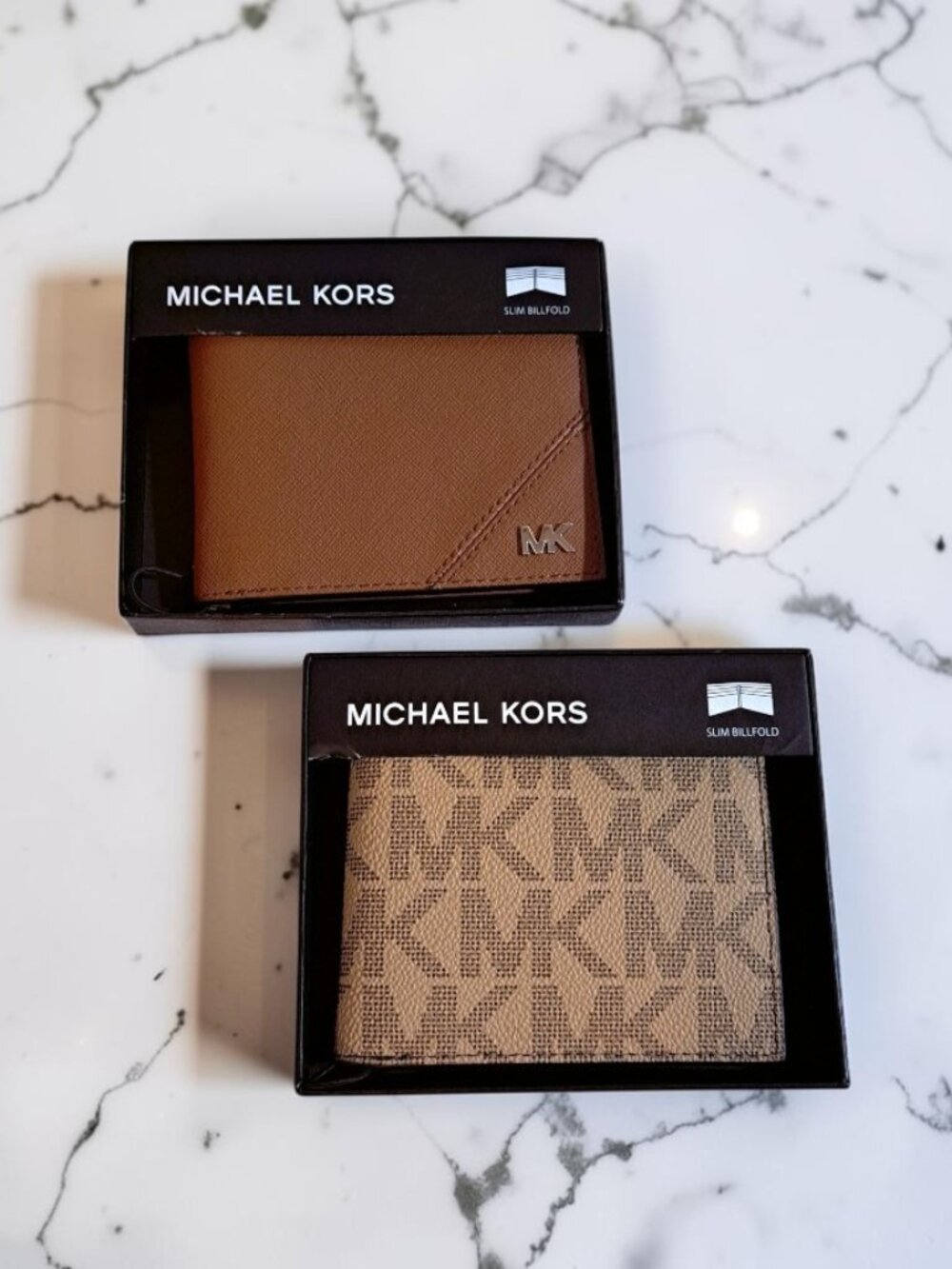 Michael Kors Brown/Tan & Beige Slim Billfold Wallet Bundle Set